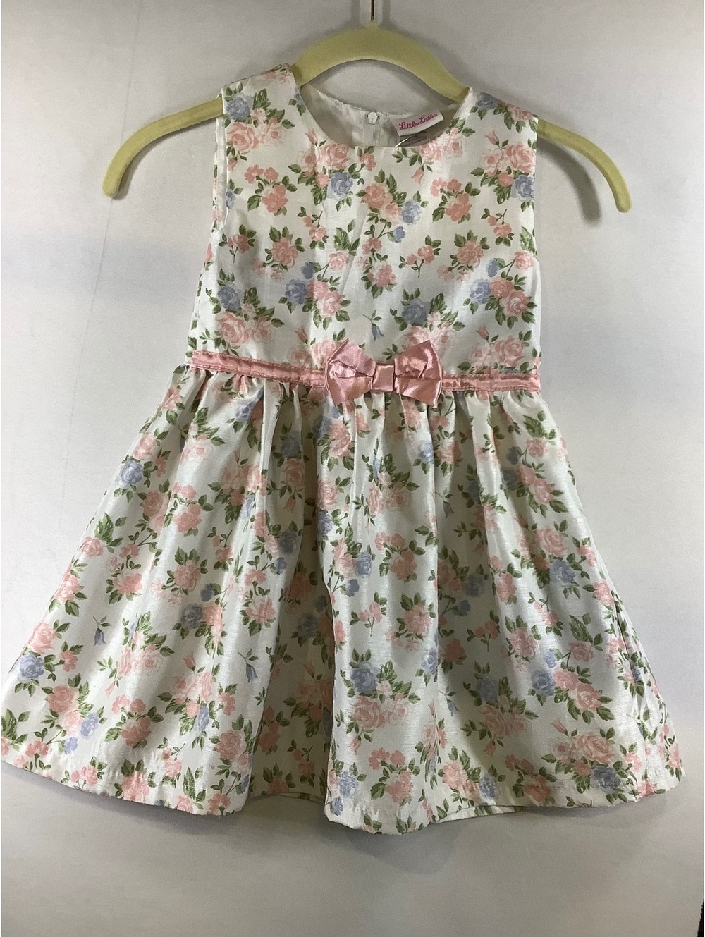 Little Lass Floral Sleeveless Dress with Pink Bow for Girls Size 5